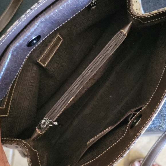 Vintage Victor Hugo Logo Satchel Brown Leather Trim - Picture 6 of 15